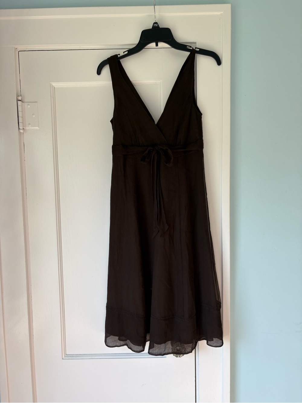 Vintage Y2K J.Crew Espresso Brown Silk Crepe Midi Dress Whimsigoth Fairycore